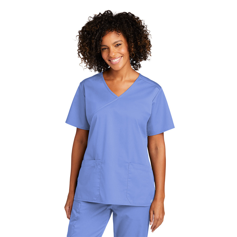 WonderWink® Women’s WorkFlex™ Mock Wrap Top - Ceil Blue