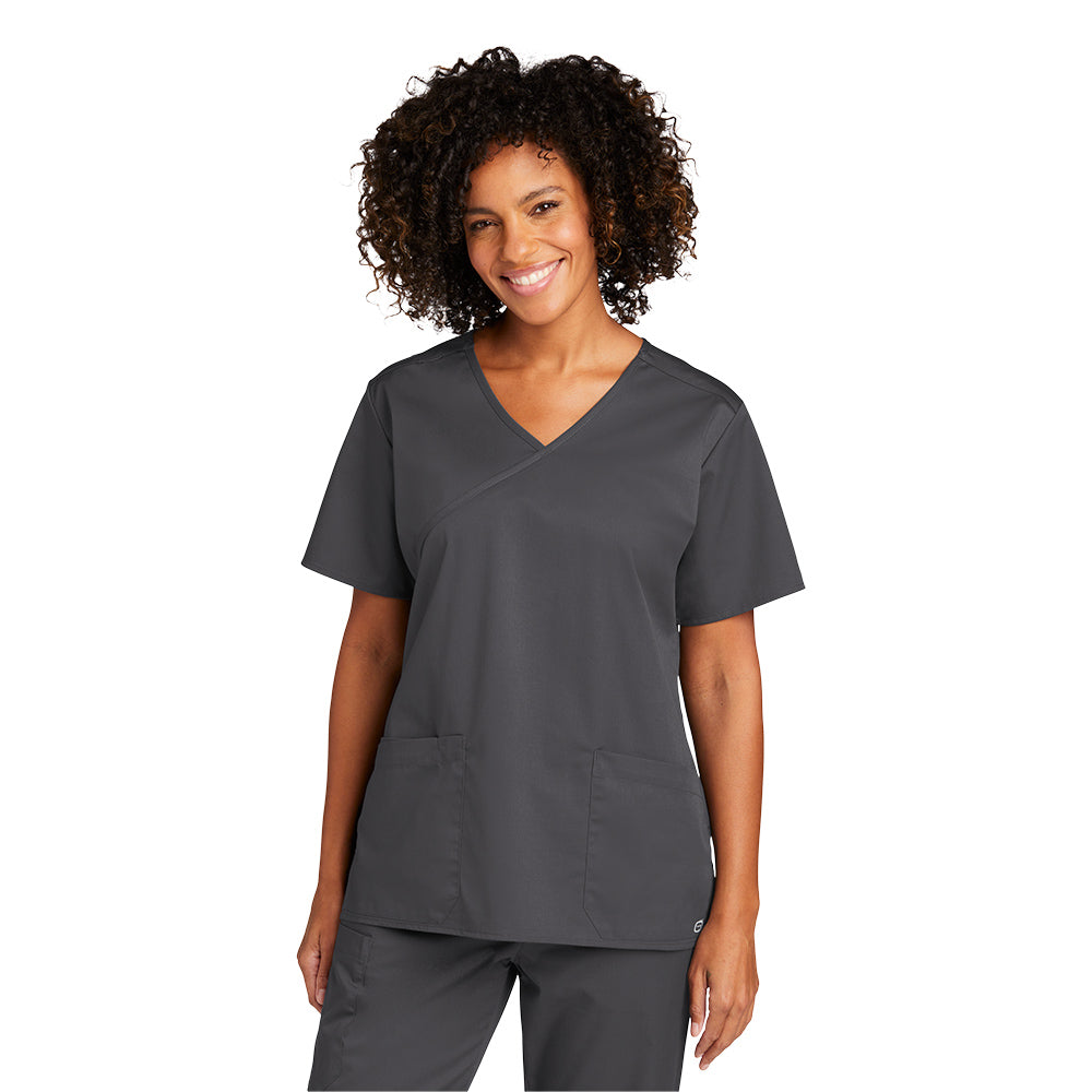 WonderWink® Women’s WorkFlex™ Mock Wrap Top - Pewter