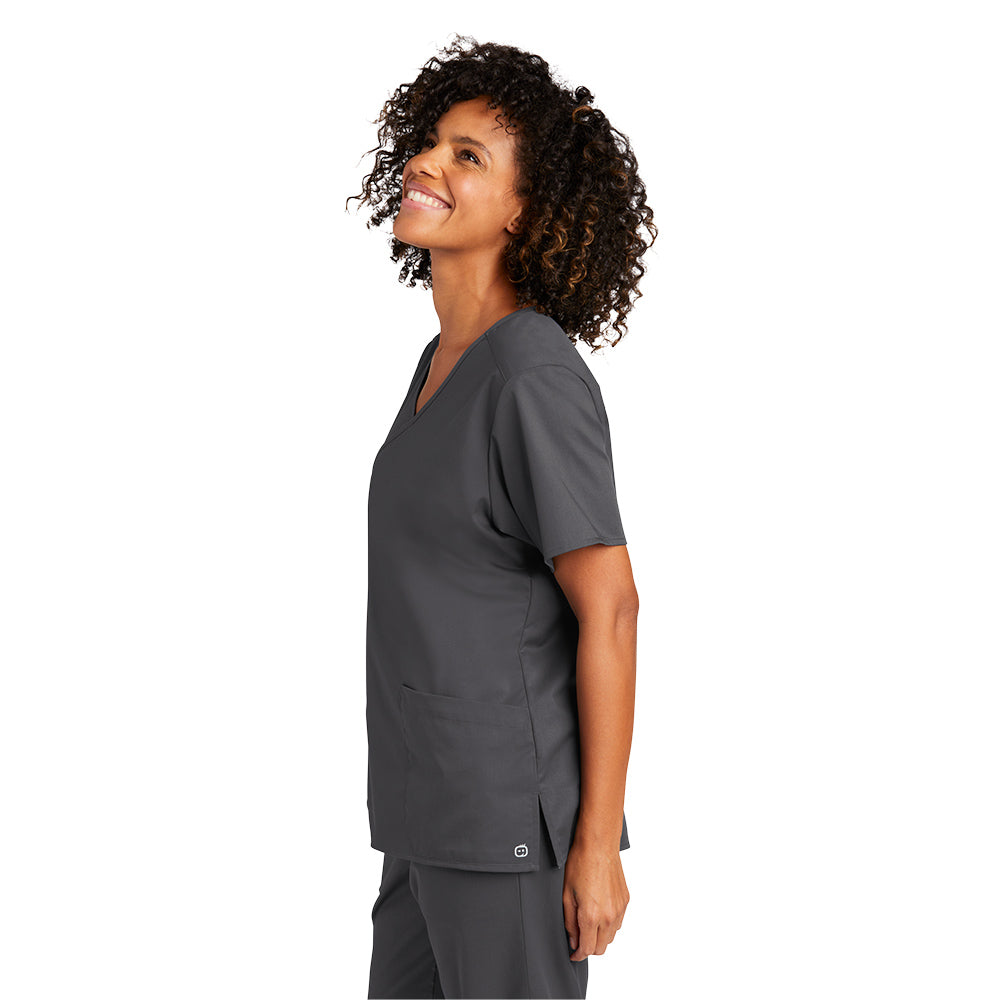 WonderWink® Women’s WorkFlex™ Mock Wrap Top - Pewter