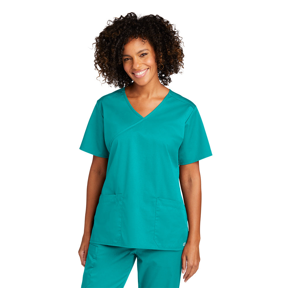 WonderWink® Women’s WorkFlex™ Mock Wrap Top - Teal Blue