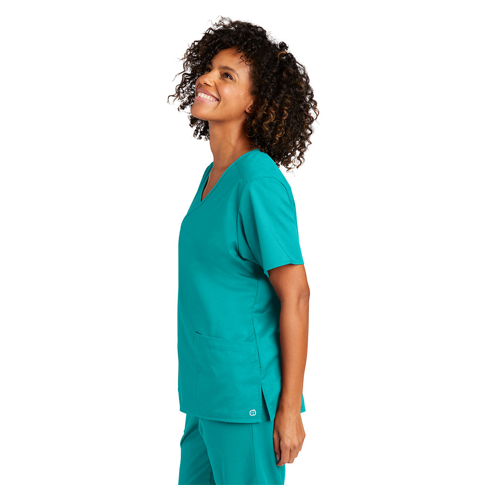 WonderWink® Women’s WorkFlex™ Mock Wrap Top - Teal Blue