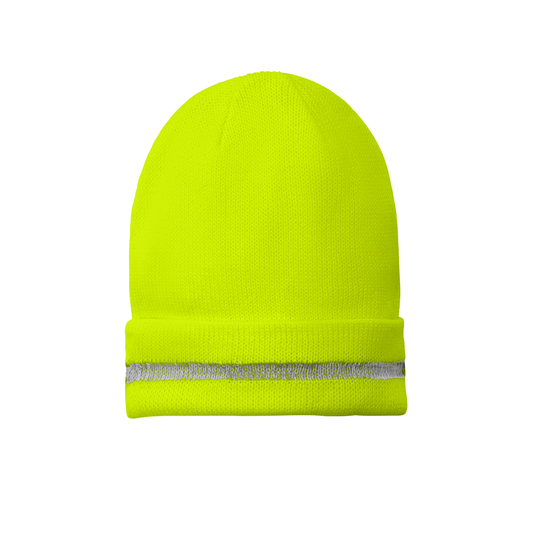 CornerStone® - Enhanced Visibility Beanie with Reflective Stripe - Safety Yellow/ Reflective